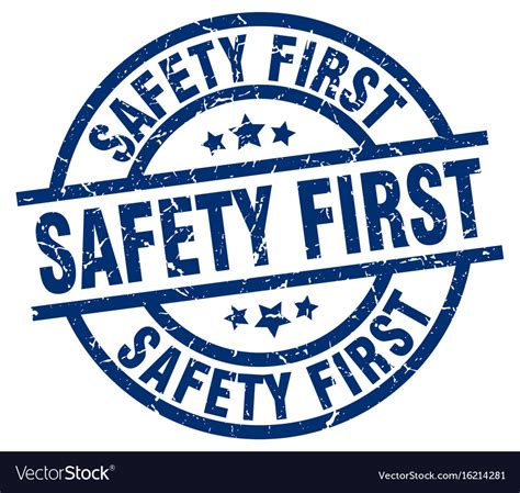 Safety first blue round grunge stamp Royalty Free Vector