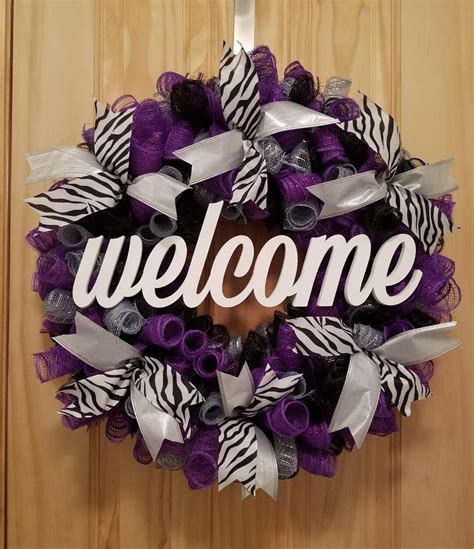 Welcome Zebra Striped Wreath - Etsy