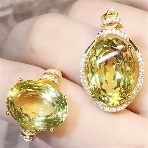 Lemon quartz jewelry set Natural citrine lemon quartz 1pc 12ct pendant ...