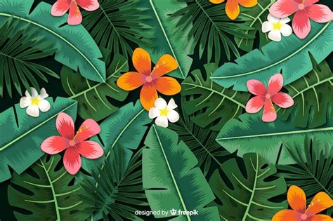 Tropical Leaves Flower Vector | Best Flower Site