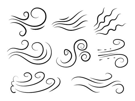 Premium Vector | Hand drawn set wind doodle blow gust design isolated ...