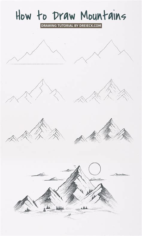 How to draw mountains (easy step by step tutorial) ⛰️