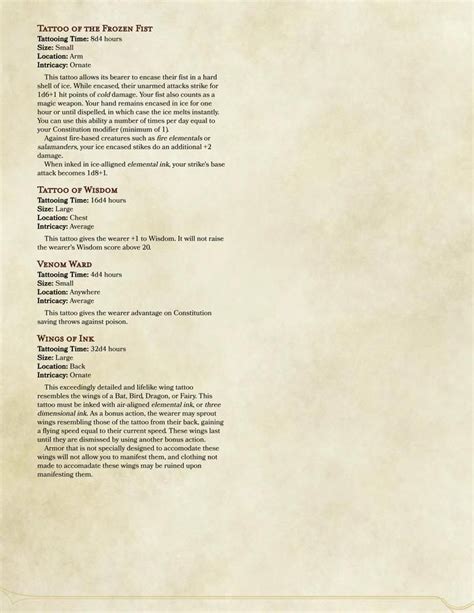 Magic Tattoos 5e (v 1.0) | Magic tattoo, Dnd, Dnd 5e homebrew