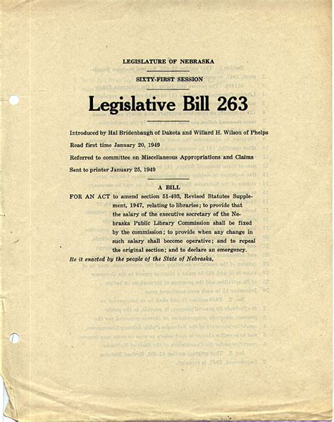 Nebraska Library Commission History - Legislative Bills Relating to ...