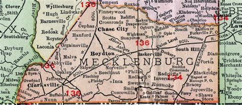 Mecklenburg County, Virginia, Map, 1911, Rand McNally, Boydton, South ...