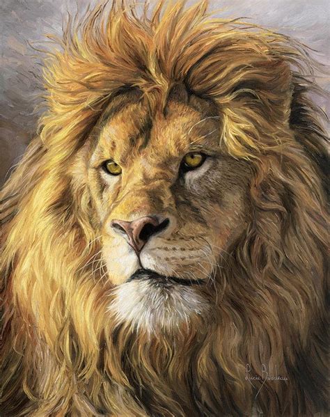 Portrait Of A Lion Art Print by Lucie Bilodeau | Lion painting, Lion ...