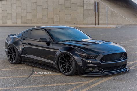 All Black Slammed Mustang GT with Widebody Fender Flares | Ford mustang ...