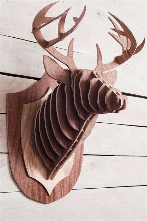 Wooden deer head 3D puzzle Taxidermy animals Stag head Trophy head Faux ...