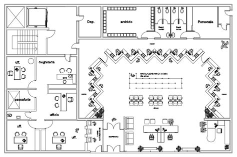 Bank Floor Plan Design - Cadbull