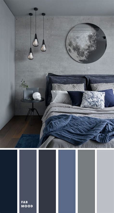 Grey and Dark blue Bedroom Color Scheme , Grey bedroom color ideas