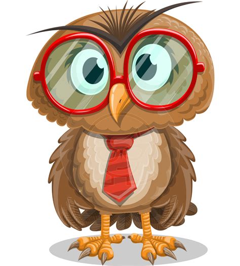 Vector Owl With Glasses Cartoon Character - Owlbert Witty | GraphicMama ...