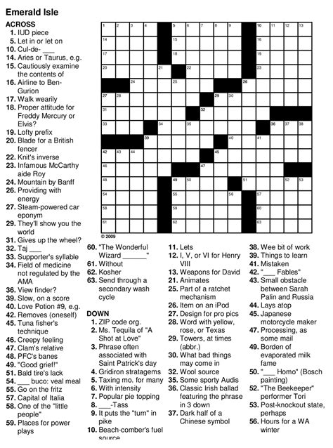 Crossword Puzzles For Seniors Printable