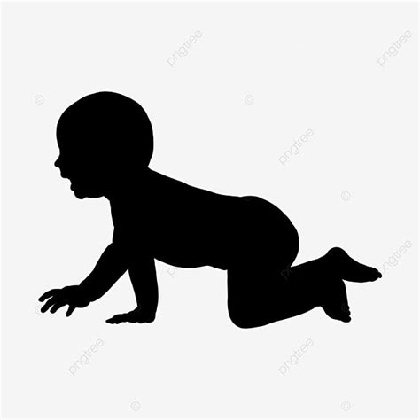 Baby Crawling Silhouette PNG Free, Baby Silhouette Kneeling And ...