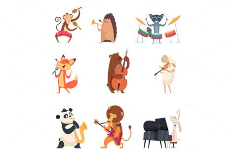 Animals with music instruments. Zoo | Graphics ~ Creative Market