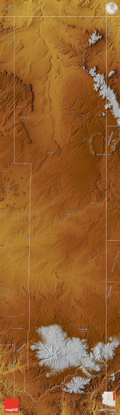 Physical Map of Apache County