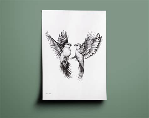 Flying Birds Art print Realistic Bird drawing - Etsy.de