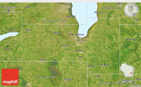 Satellite 3D Map of Fond Du Lac County