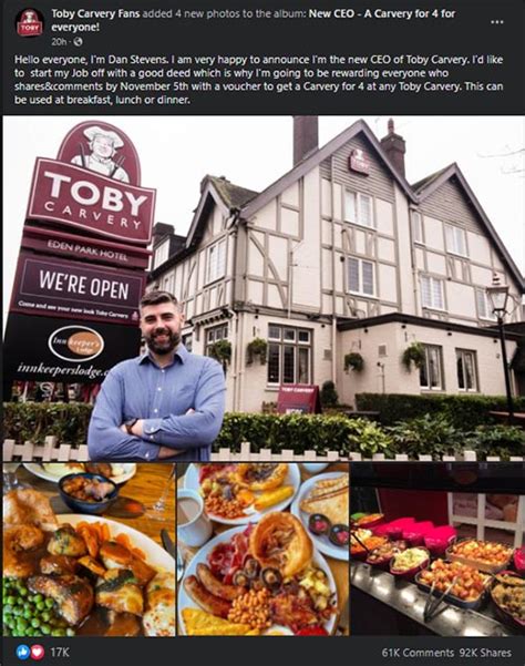 Toby Carvery giving out vouchers for liking Facebook post? Fact Check ...