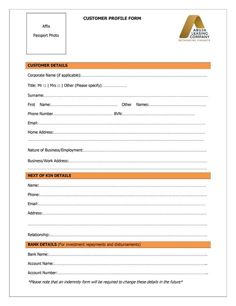 Customer Profile Template Excel