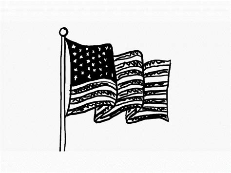 American Flag Waving Drawings