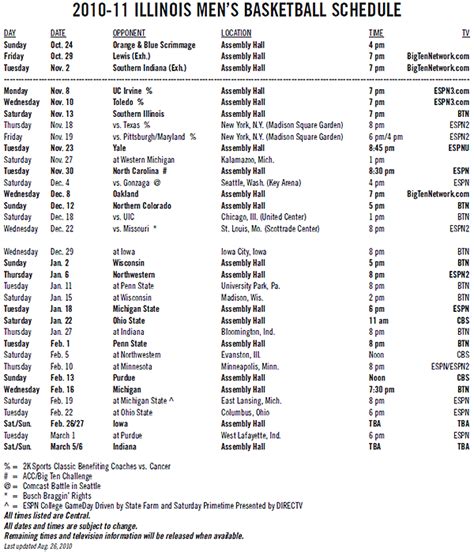 Illini Basketball: 2010-11 Illinois basketball schedule released ...