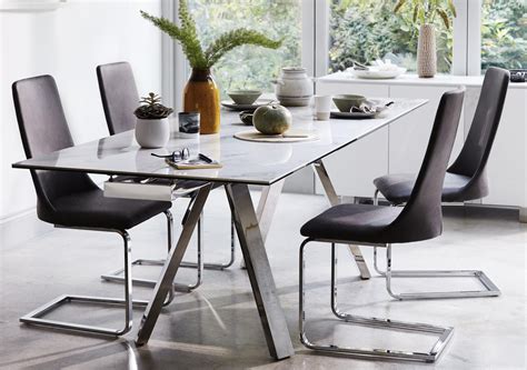 30 Collection of Modern Glass Top Extension Dining Tables in Stainless