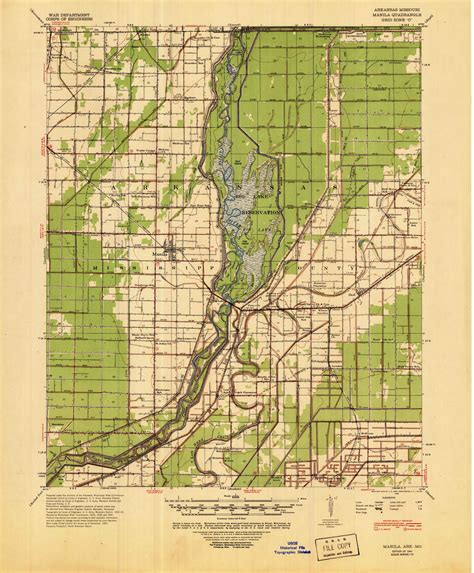 Manila, Arkansas 1941 (1945) USGS Old Topo Map Reprint 15x15 AR Quad ...