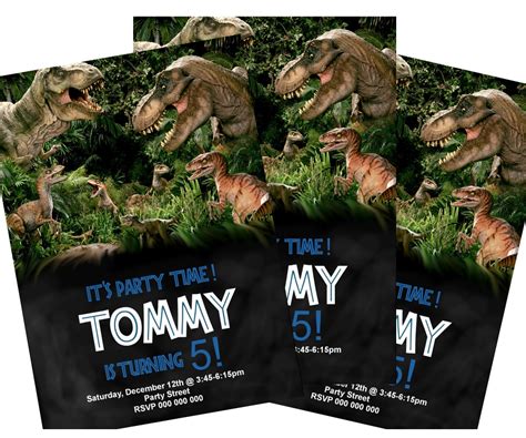 Dinosaur birthday invitations|Jurassic Park birthday invitation ...