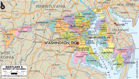 Map of Maryland State and Washington DC USA - Ezilon Maps