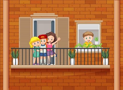 Premium Vector | Apartment windows with neighbors cartoon character