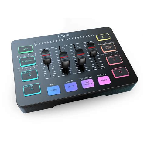 Fifine Sc3 Audio Interface Studio Sound Card Mixer Live Streaming Audio ...