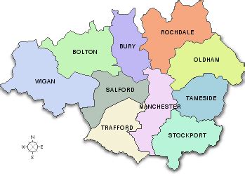 Map of Greater Manchester,we are in Eccles Salford. | Rochdale, Salford ...