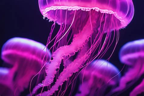 Premium Photo | Beautiful purple jellyfish in aquarium