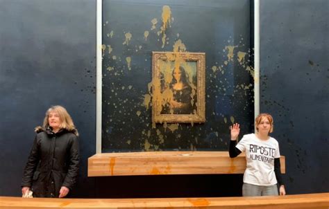 Climate activists throw soup at glass protecting Mona Lisa as farmers ...