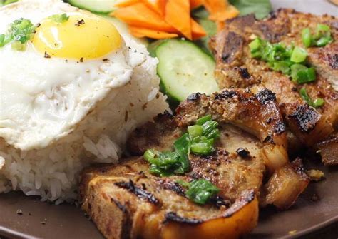 Simple grilled pork chop rice plate with eggs recipe Recipe – Food Wire