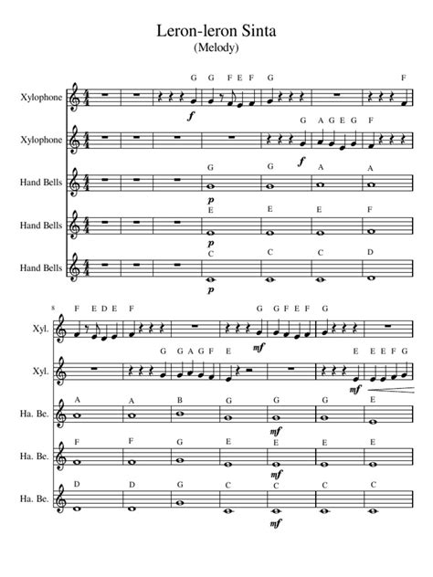 Leron-Leron Sinta Melody SCORE | PDF | Musical Instruments | Percussion ...