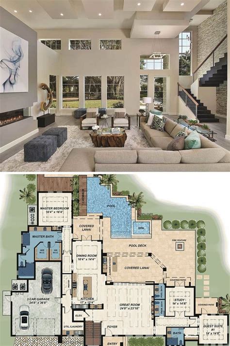 Modern Florida Home Floor Plan with Pool