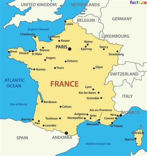 La France, pays la carte - carte de France du pays (Europe de l'Ouest ...