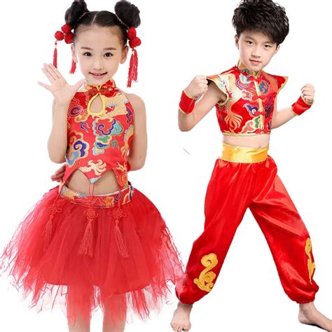 Girls Boys Chinese New Year Costume Clothes Dress Suit Sets Size 100 ...