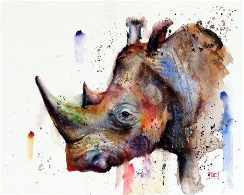 RHINO Aquarelle Wildlife Art par Dean Crouser - Etsy France ...