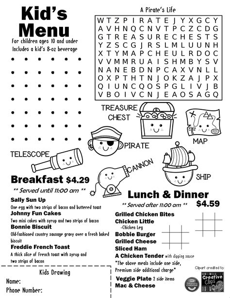 Kids Menu — Richards Restaurants