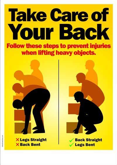 Workplace Safety Poster - Take Care of Your Back | Workplace safety ...