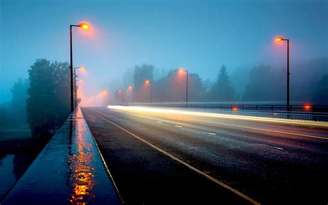 RAINY NIGHT, lamp, rain, road, posts, street, lights, night, HD ...