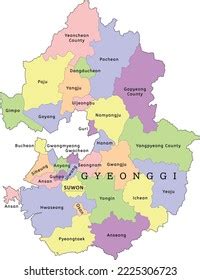 Gyeonggi Province Administrative Map Cities Counties Stock Vector ...