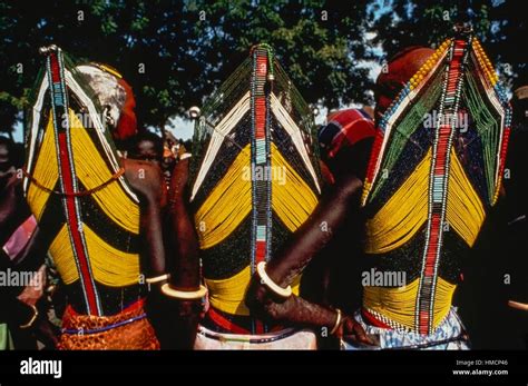 Three members of the Dinka tribe wearing ritual robes, Kordofan Stock ...