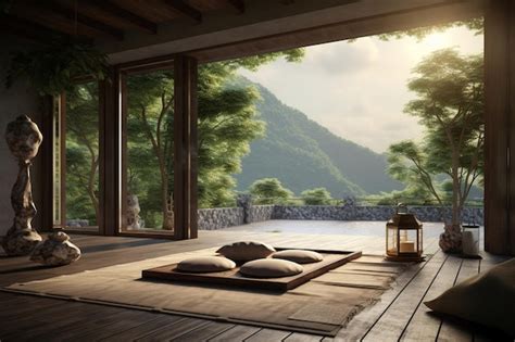 Premium AI Image | Concept of relaxation in yoga retreats amidst nature