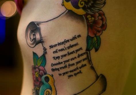 Paper Scroll Tattoo Design Pin paper scroll tattoo design script by ...