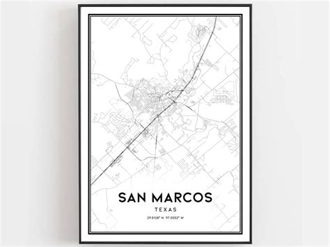 San Marcos Map Print San Marcos Map Poster Wall Art Tx City | Etsy