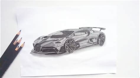 i draw Realistic Drawing of Bugatti Divo 2018 with free hand for ...