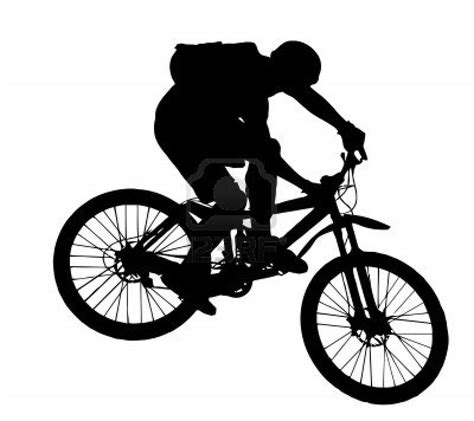 vector - jump with a mountain bike - silhouette | Bike silhouette ...